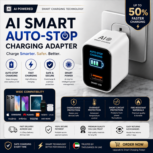 AI Smart Auto-Stop Charging Adapter – Fast Charging & Smart Power Protection