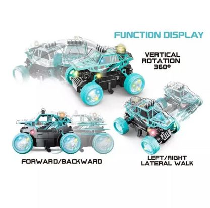 🔥Double-Sided 360° RC Stunt Car Toy with Lights & Music – Rechargeable Remote Control Car 🚗✨